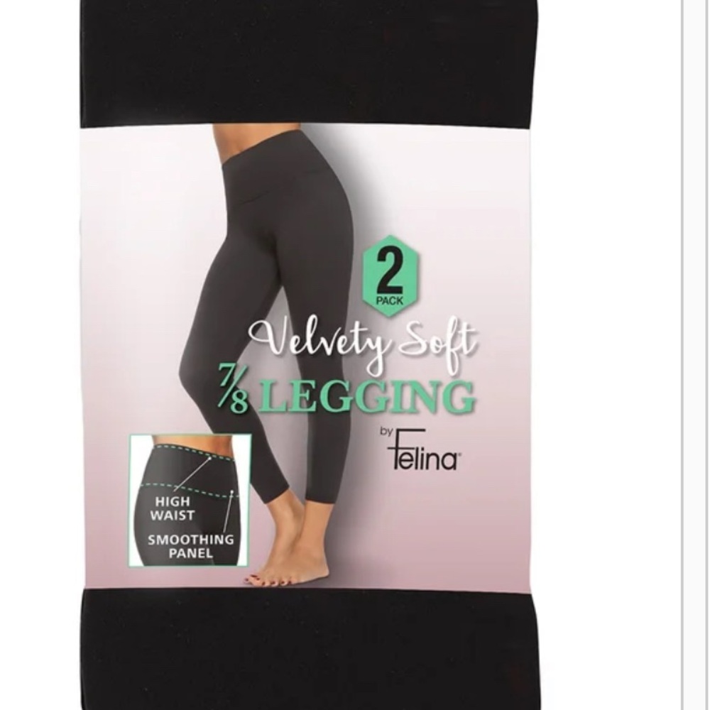 Felina Black Velvety Soft Leggings 2-Pack